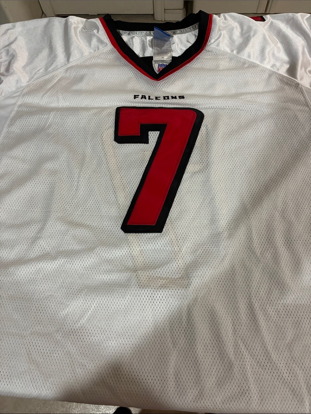 Falcons White & Red No.7 Michael Vick Mesh Football Jersey